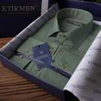 Diamond Patterned Button-Up Shirt // Green (L)