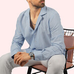 Textured Weave Button-Up Shirt // Blue (S)