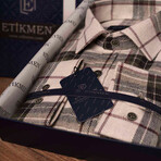 Plaid Flannel Button-Up Shirt // Beige + Brown (2XL)