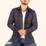 Plaid Flannel Button-Up Shirt // Navy (2XL)
