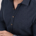 Flannel Button-Up Shirt // Navy (L)