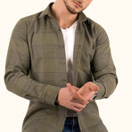 Plaid Flannel Button-Up Shirt // Khaki (L)