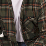 Plaid Flannel Button-Up Shirt // Green + Orange (S)