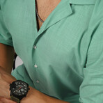 Textured Weave Button-Up Shirt // Mint (S)