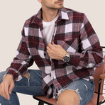 Plaid Flannel Button-Up Shirt // Red + White (L)