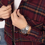 Plaid Flannel Button-Up Shirt // Burgundy + Yellow (M)