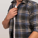 Plaid Flannel Button-Up Shirt // Blue + White (S)