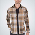 Plaid Button-Up Shirt // Beige + Brown (2XL)