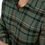 Plaid Button-Up Shirt // Green + Orange (S)