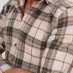 Plaid Flannel Button-Up Shirt // Beige + Brown (2XL)
