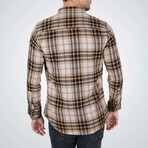 Plaid Button-Up Shirt // Beige + Brown (2XL)