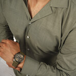 Textured Weave Button-Up Shirt // Khaki (S)