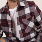 Plaid Flannel Button-Up Shirt // Red + White (L)