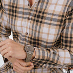 Plaid Button-Up Shirt // Beige + Brown (2XL)