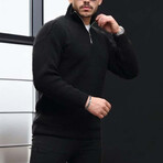 Knit Quarter-Zip Sweater // Black (XL)
