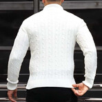 Cable Knit Quarter-Zip Sweater // White (M)