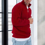 Knit Quarter-Zip Sweater // Red (L)