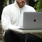 Knit Quarter-Zip Sweater // White (M)