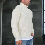 Waffle Knit Turtleneck Sweater // White (XL)