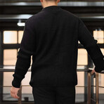 Rib Knit Cardigan // Black (L)