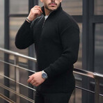 Knit Quarter-Zip Sweater // Black (XL)