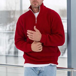 Knit Quarter-Zip Sweater // Red (L)