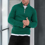 Waffle Knit Turtleneck Sweater // Green (XL)