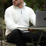 Knit Quarter-Zip Sweater // White (M)