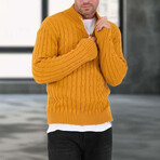 Waffle Knit Turtleneck Sweater // Mustard (XL)