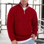 Knit Quarter-Zip Sweater // Red (L)