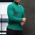 Waffle Knit Turtleneck Sweater // Green (XL)