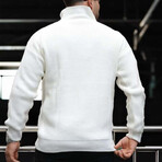 Knit Quarter-Zip Sweater // White (M)