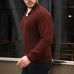 Rib Knit Cardigan // Dark Brown (XL)