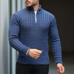 Waffle Knit Turtleneck Sweater // Indigo (XL)