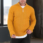 Waffle Knit Turtleneck Sweater // Mustard (XL)