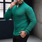 Waffle Knit Turtleneck Sweater // Green (XL)