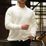 Rib Knit Cardigan // White (XL)