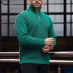 Knit Quarter-Zip Sweater // Green (L)