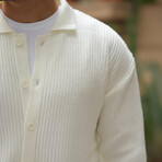 Rib Knit Cardigan // White (XL)