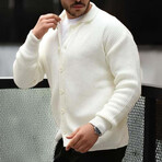 Rib Knit Cardigan // White (XL)