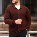 Rib Knit Cardigan // Dark Brown (XL)