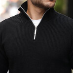 Knit Quarter-Zip Sweater // Black (XL)