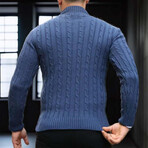 Waffle Knit Turtleneck Sweater // Indigo (XL)