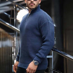 Knit Quarter-Zip Sweater // Indigo (L)