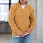 Knit Quarter-Zip Sweater // Mustard (M)