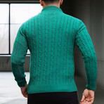 Waffle Knit Turtleneck Sweater // Green (XL)