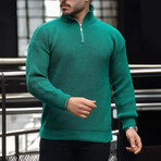 Knit Quarter-Zip Sweater // Green (L)