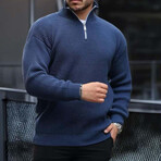 Knit Quarter-Zip Sweater // Indigo (L)