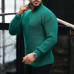 Knit Quarter-Zip Sweater // Green (L)