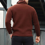 Knit Quarter-Zip Sweater // Brown (M)